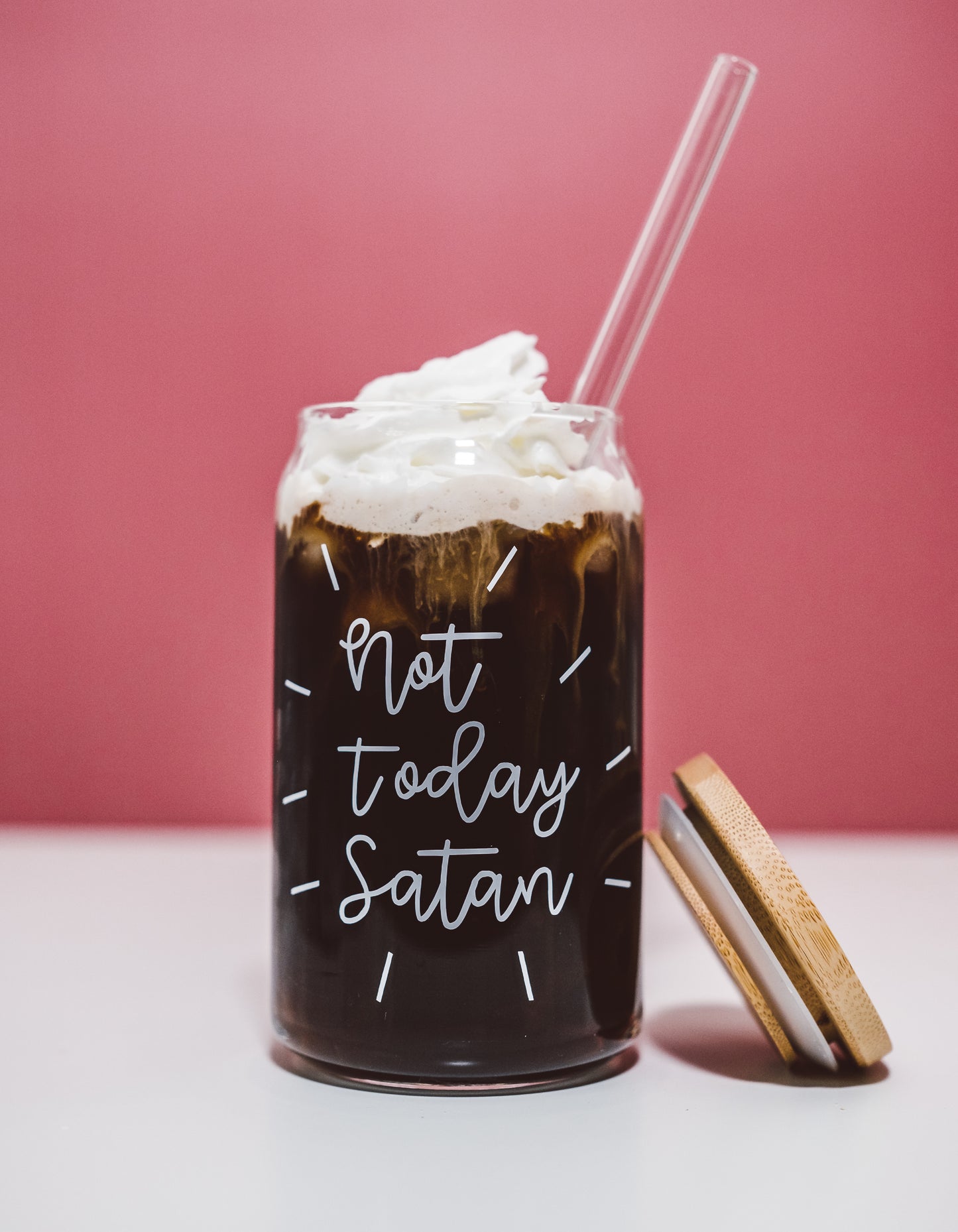 Not Today Satan - Beer Can Glass
