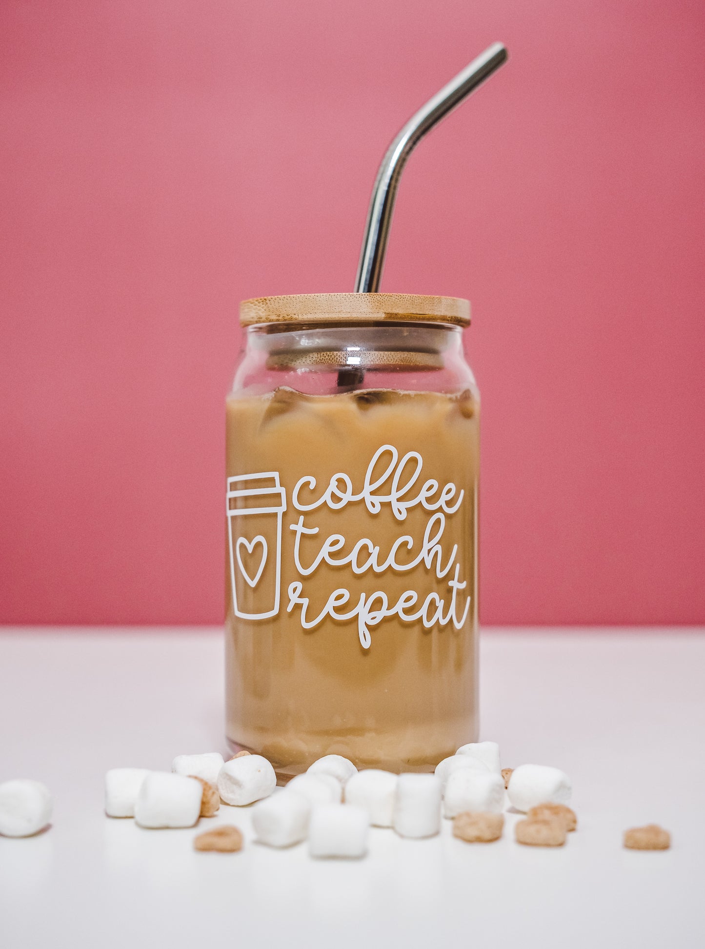 Coffee, Teach, Repeat - Beer Can Glass