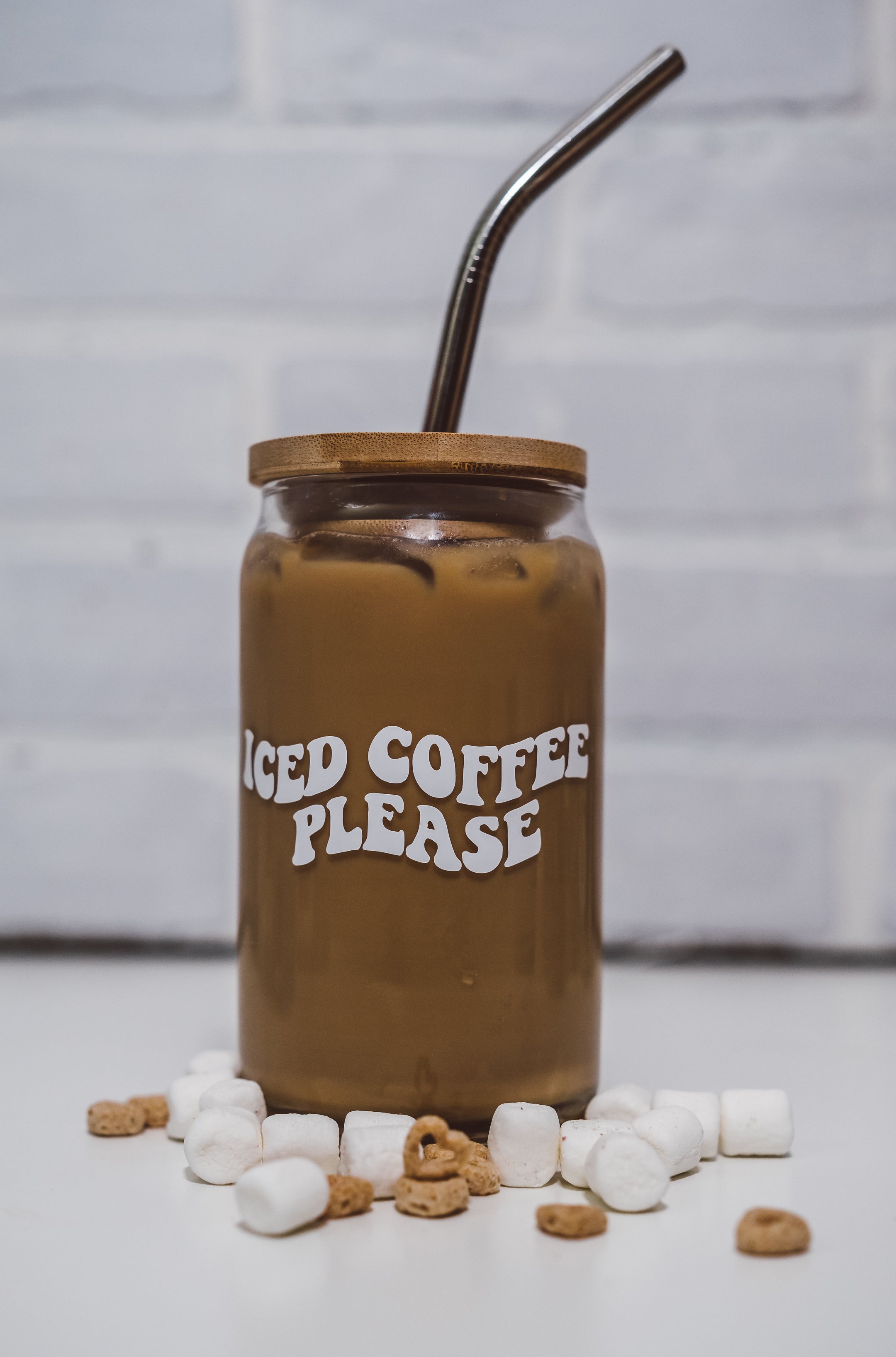 Cafecito Beer Can Iced Coffee Glass Cup With Lid and Straw 