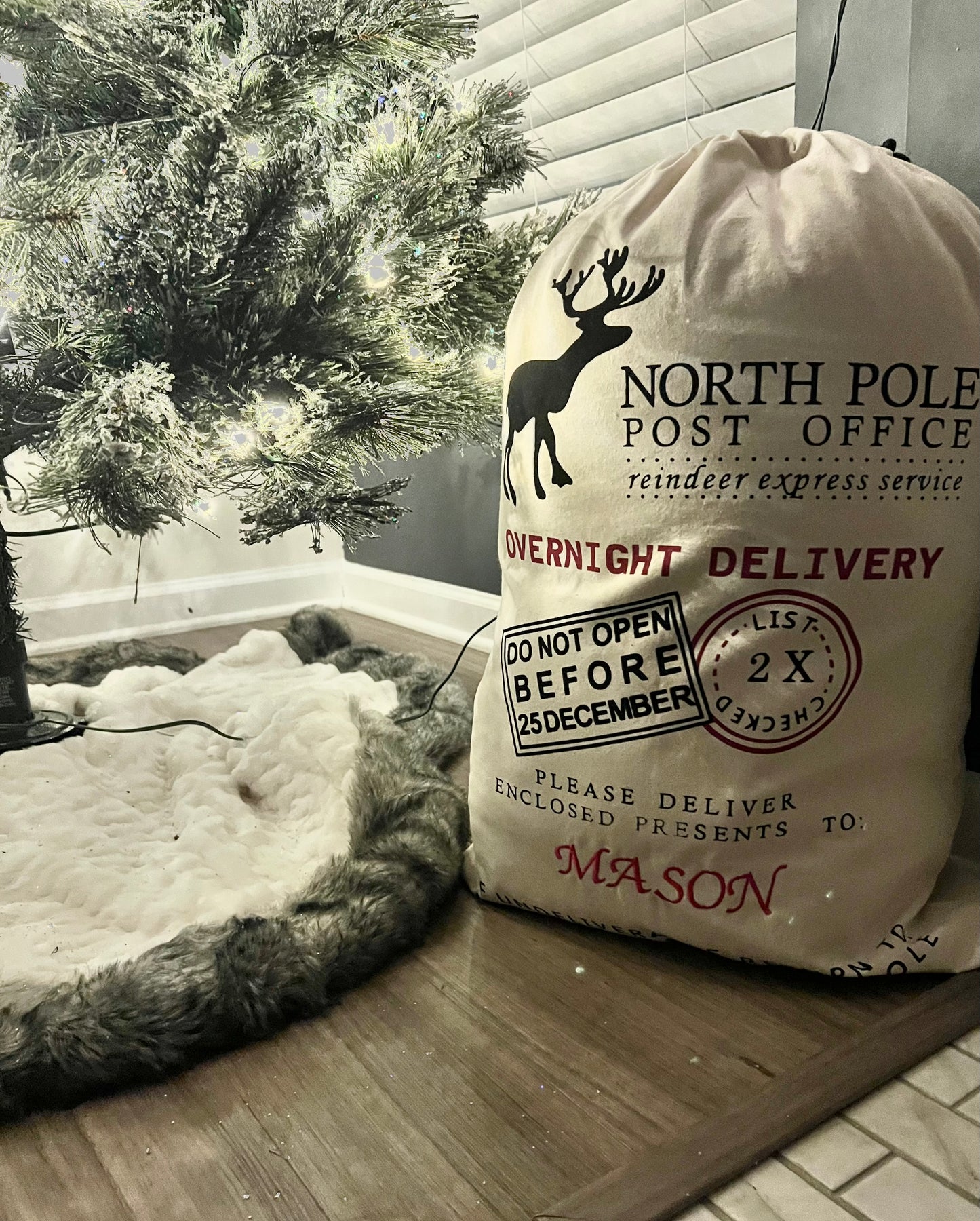 Custom Personalized Embroidered Christmas Bag