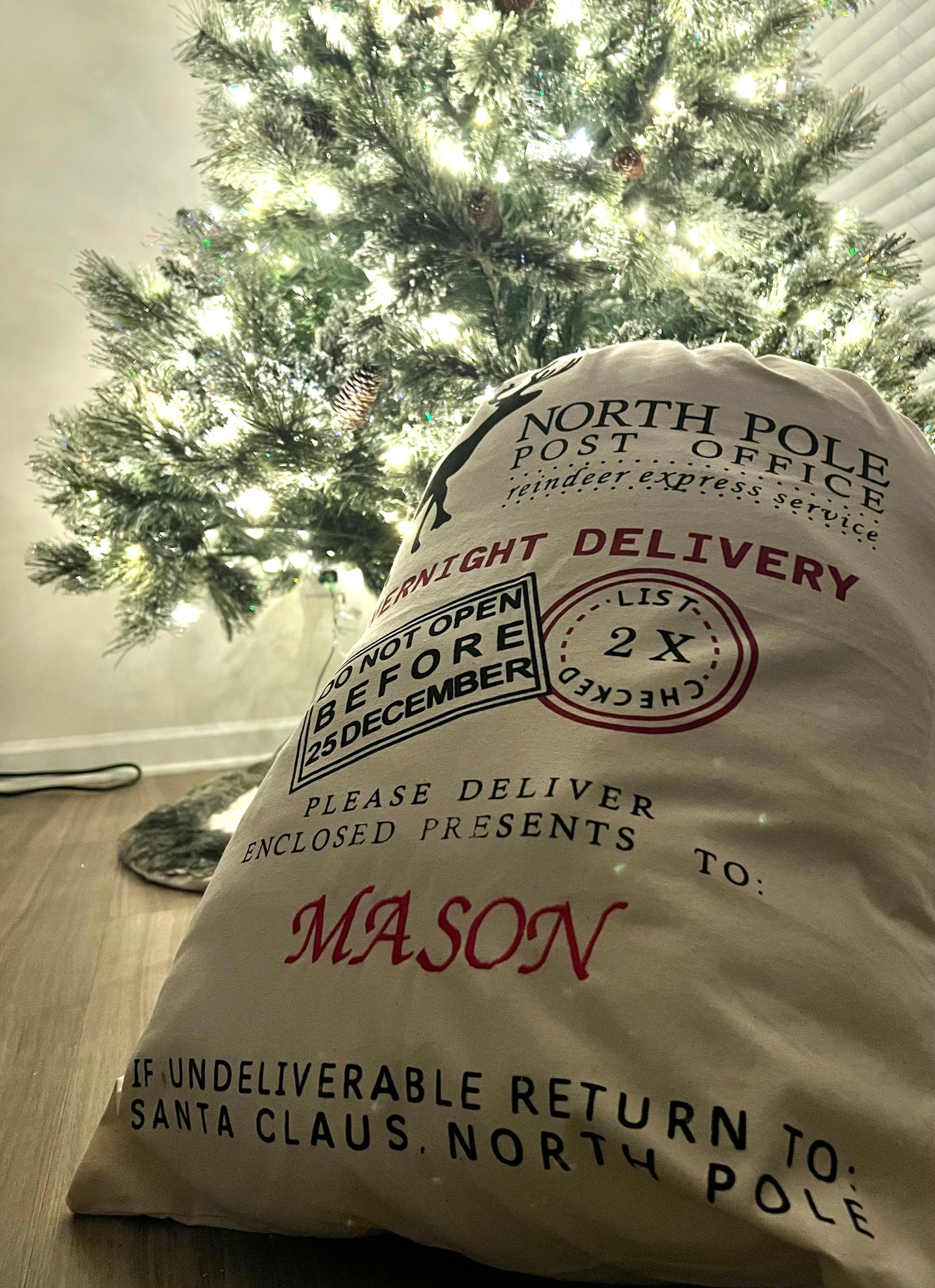 Custom Personalized Embroidered Christmas Bag